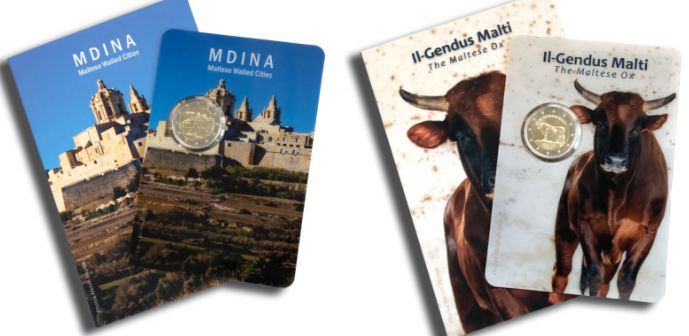Pareja 2 euro Malta 2025 - Buey Maltés y Mdina