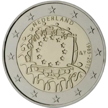 UNC 2 euro Paises Bajos 2015 - Bandera de la Unión Europea UNC 2 euro Paises Bajos 2015 - Bandera de la Unión Europea