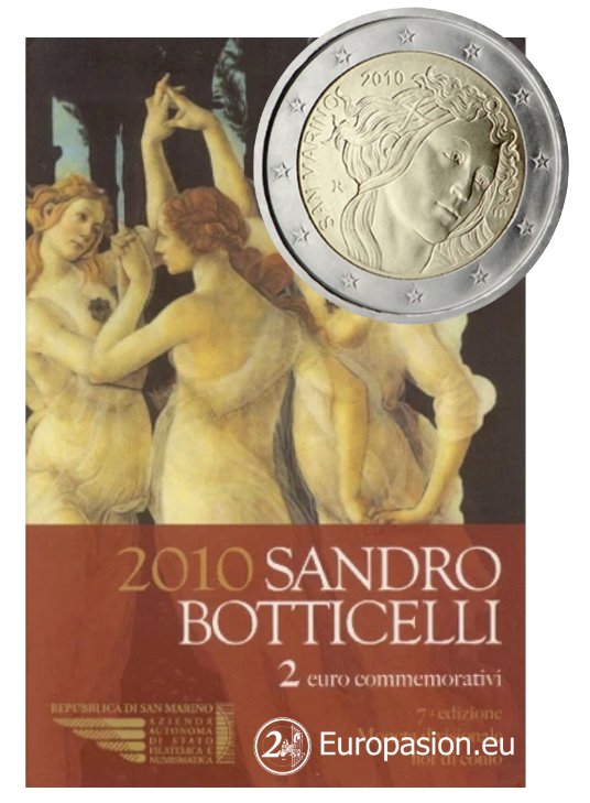 Cartera 2 euro San Marino 2010 - Sandro Botticelli Cartera 2 euro San Marino 2010 - Sandro Botticelli