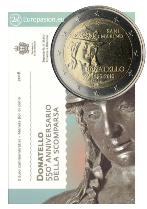 Cartera 2 euro San Marino 2016 - Donatello Cartera 2 euro San Marino 2016 - Donatello