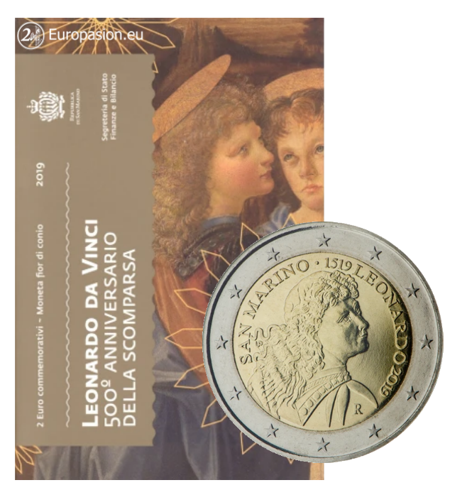 Cartera 2 euro San Marino 2019 - Leonardo da Vinci Cartera 2 euro San Marino 2019 - Leonardo da Vinci