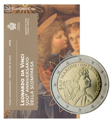 Cartera 2 euro San Marino 2019 - Leonardo da Vinci Cartera 2 euro San Marino 2019 - Leonardo da Vinci