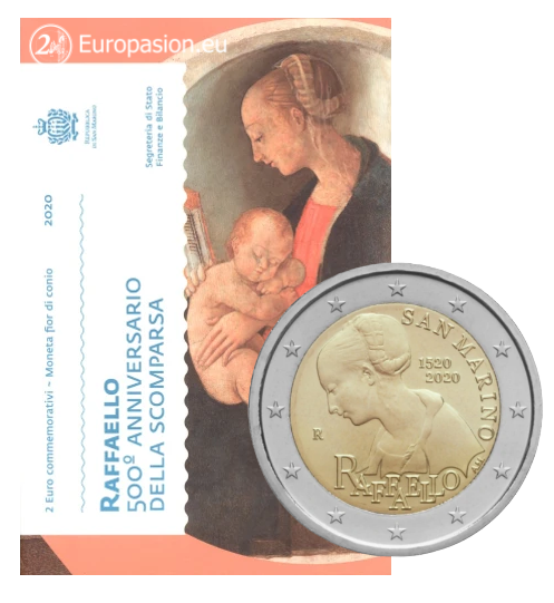 Cartera 2 euro San Marino 2020 - Rafaello Cartera 2 euro San Marino 2020 - Rafaello