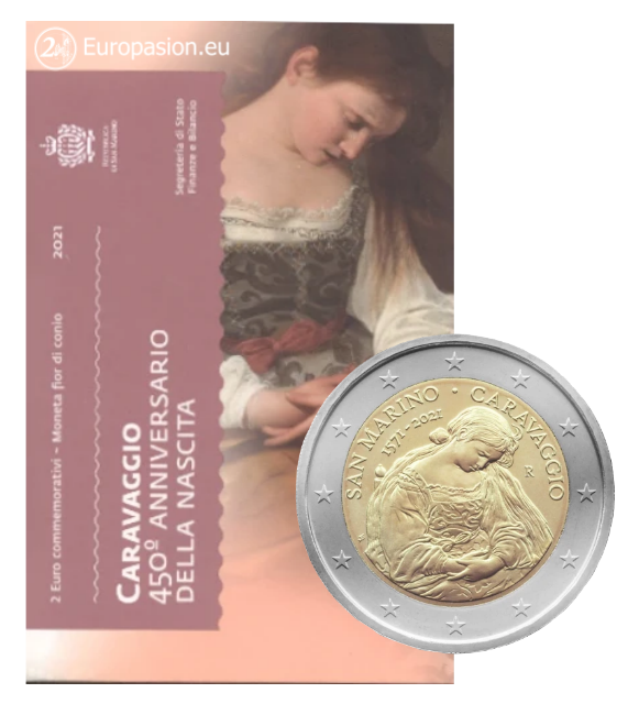 Cartera 2 euro San Marino 2021 - Caravaggio Cartera 2 euro San Marino 2021 - Caravaggio