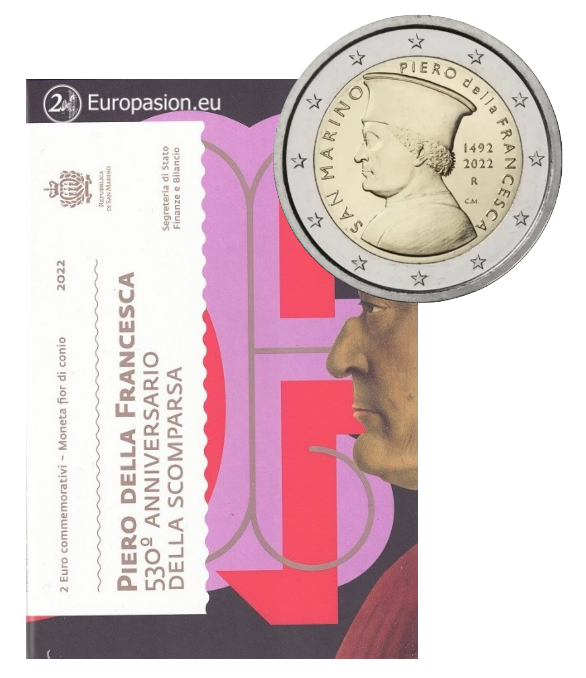 Cartera 2 euro San Marino 2022 - Piero della Francesca Cartera 2 euro San Marino 2022 - Piero della Francesca