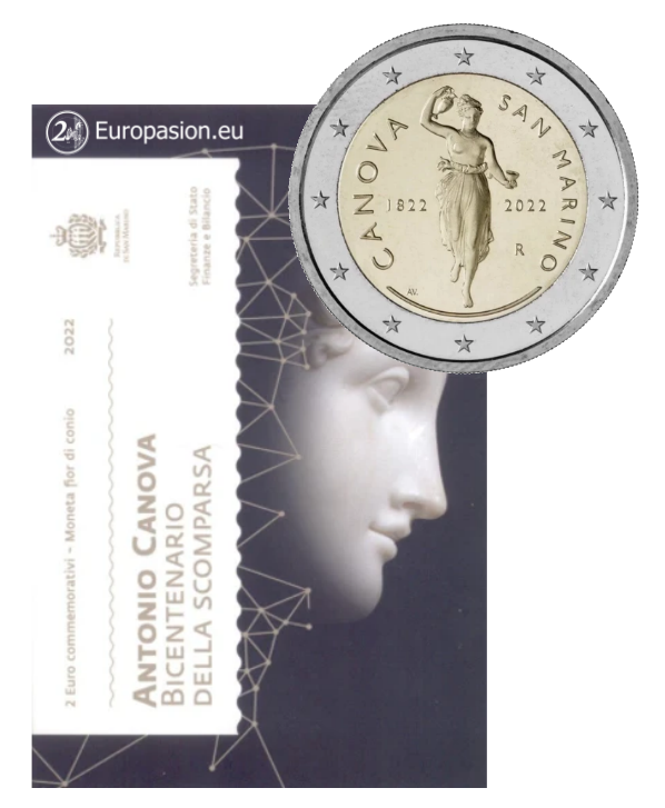 Cartera 2 euro San Marino 2022 - Antonio Canova Cartera 2 euro San Marino 2022 - Antonio Canova