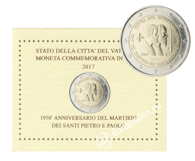 Cartera 2 euro Vaticano 2017 - San Pedro y San Pablo Cartera 2 euro Vaticano 2017 - San Pedro y San Pablo