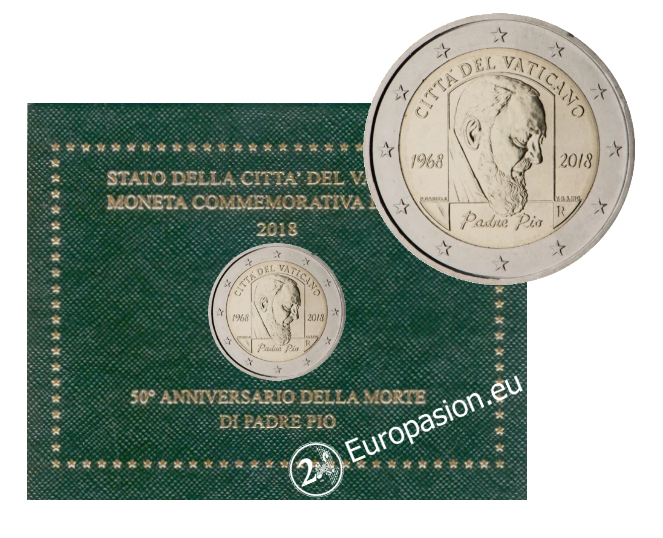 Cartera 2 euro Vaticano 2018 - Padre Pío Cartera 2 euro Vaticano 2018 - Padre Pío