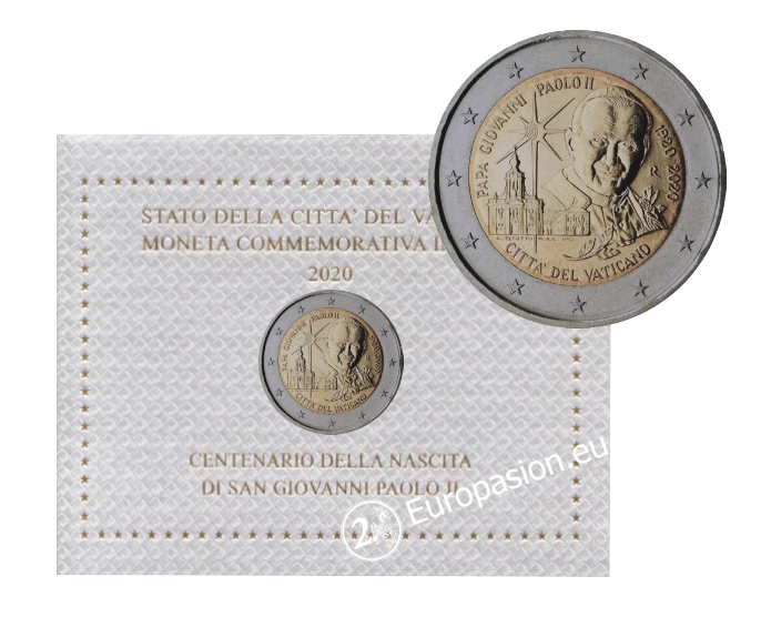 Cartera 2 euro Vaticano 2020 - Juan Pablo II Cartera 2 euro Vaticano 2020 - Juan Pablo II