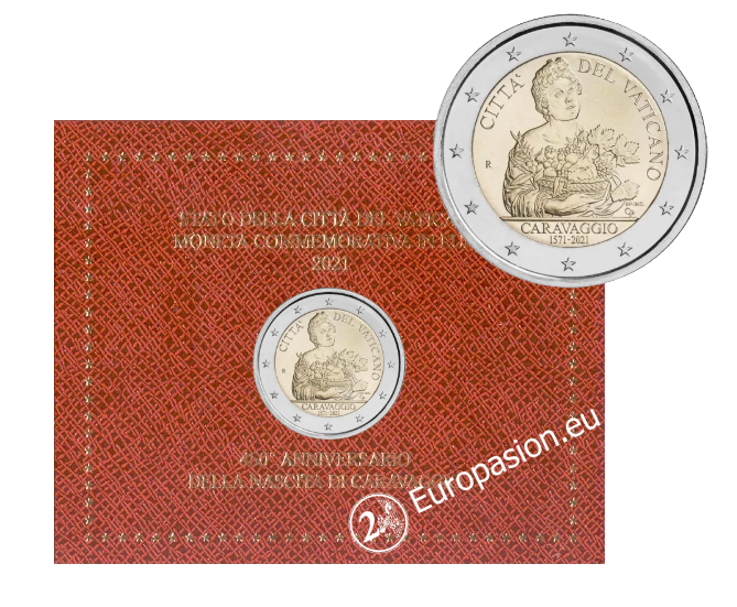 Cartera 2 euro Vaticano 2021 - Caravaggio Cartera 2 euro Vaticano 2021 - Caravaggio