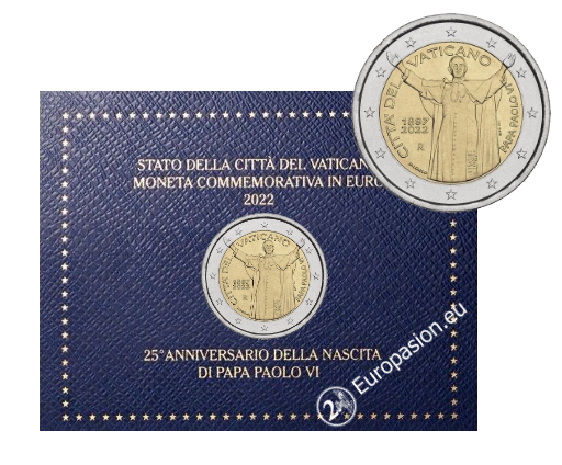 Cartera 2 euro Vaticano 2022 - Papa Pablo VI Cartera 2 euro Vaticano 2022 - Papa Pablo VI