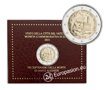 Cartera 2 euro Vaticano 2021 - Dante Alighieri Cartera 2 euro Vaticano 2021 - Dante Alighieri