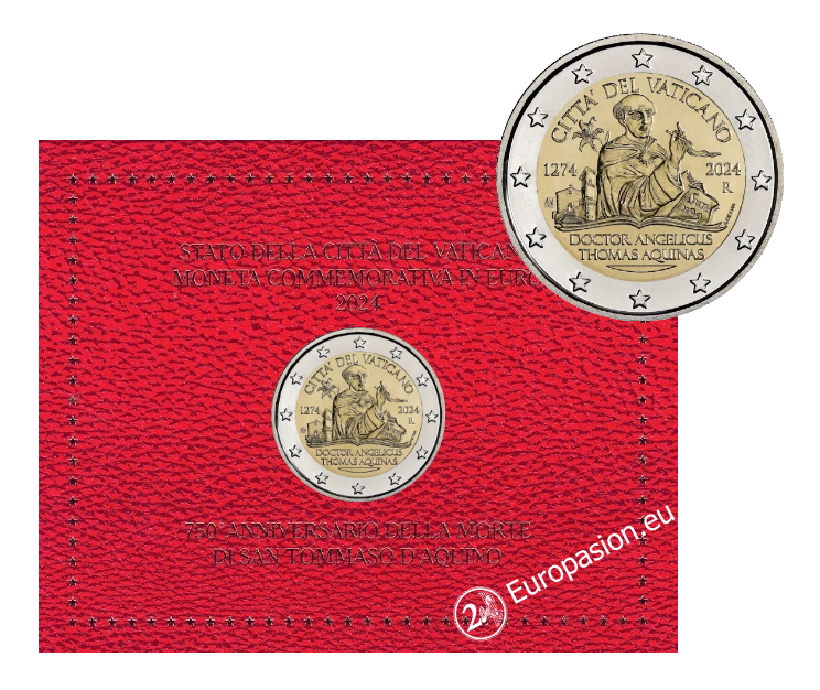 Cartera 2 euro Vaticano 2024 - Tomás de Aquino Cartera 2 euro Vaticano 2024 - Tomás de Aquino