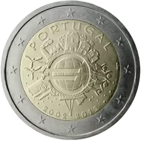 UNC 2 euro Portugal 2012 - 10 Aniversario del Euro UNC 2 euro Portugal 2012 - 10 Aniversario del Euro