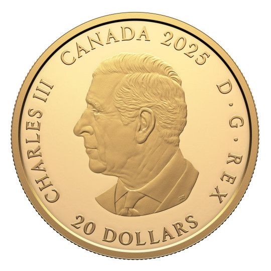 Proof 20 dolares Canada 2025 - Reloj de sol dorado