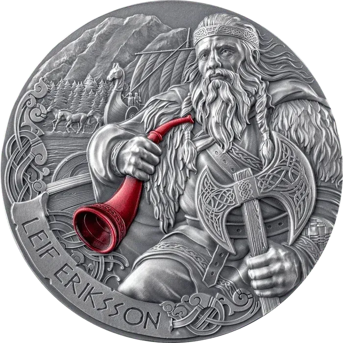 Antique Finish 5 dollar Cameroon 2025 - Leif Eriksson