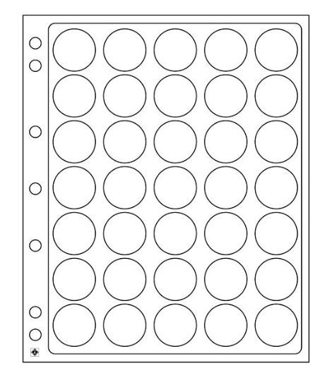 Láminas de plástico Encap, bolsillos transparentes para 35 monedas con un diámetro entre 26 y 27 mm