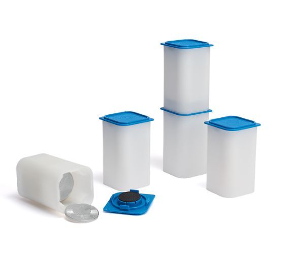 Tubo cuadrado para monedas de 20 monedas con diámetros de 40 a 41 mm, apilable.