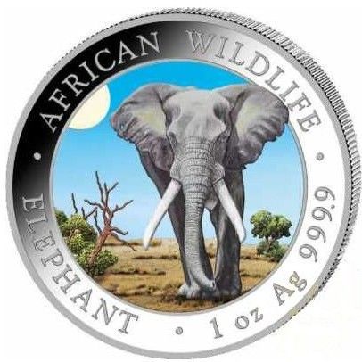 1 onza Somalia 2025 - Elefante Coloreado