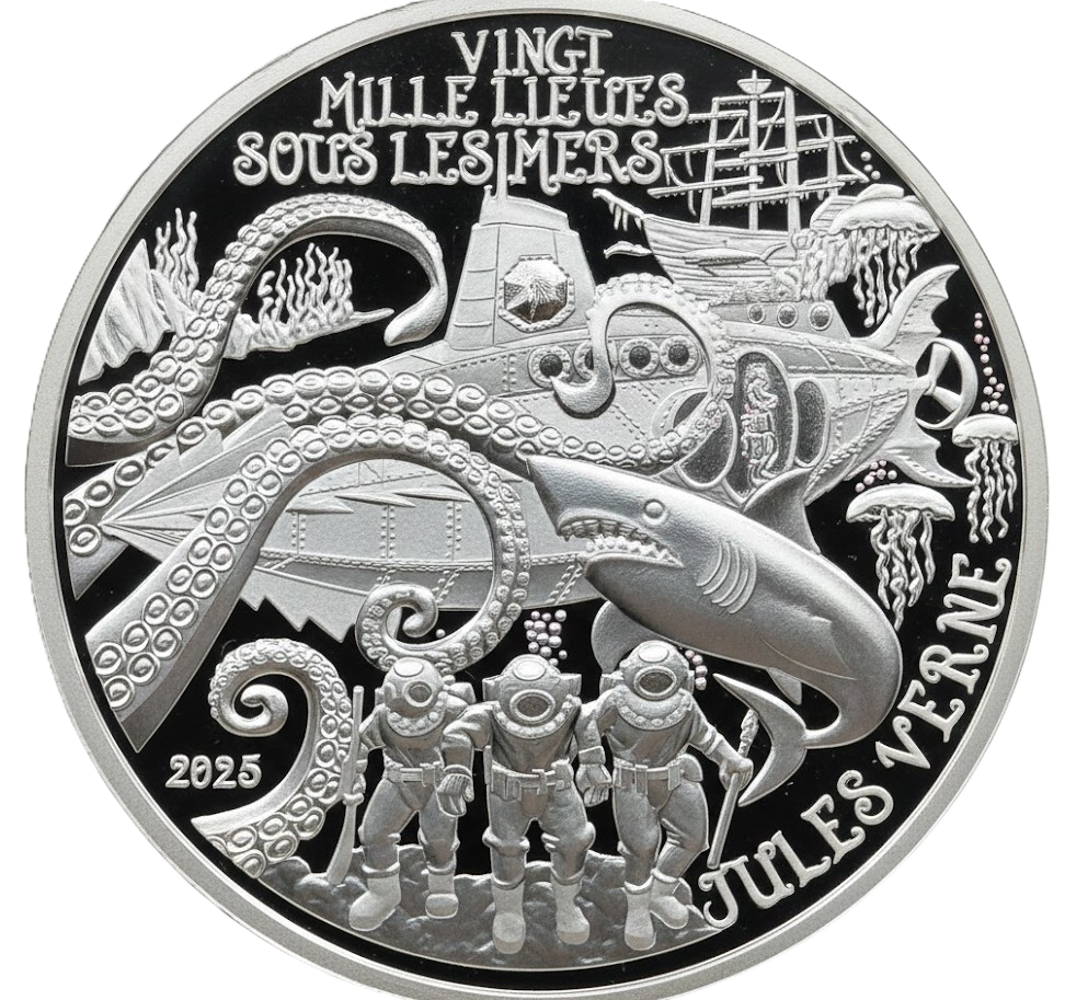 Proof 10 euro Francia 2024 - Julio verne. El arte de la pluma – Veinte mil leguas de viaje submarino