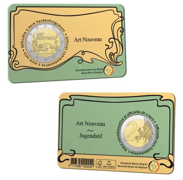 Coincard 2 euro Belgica 2023 - Art Nouveau