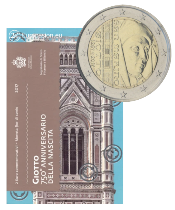 Cartera 2 euro San Marino 2017 - Giotto Cartera 2 euro San Marino 2017 - Giotto
