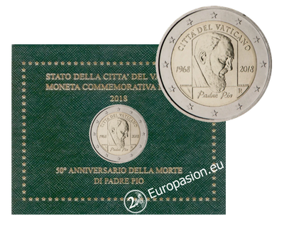 Cartera 2 euro Vaticano 2018 - Padre Pío Cartera 2 euro Vaticano 2018 - Padre Pío