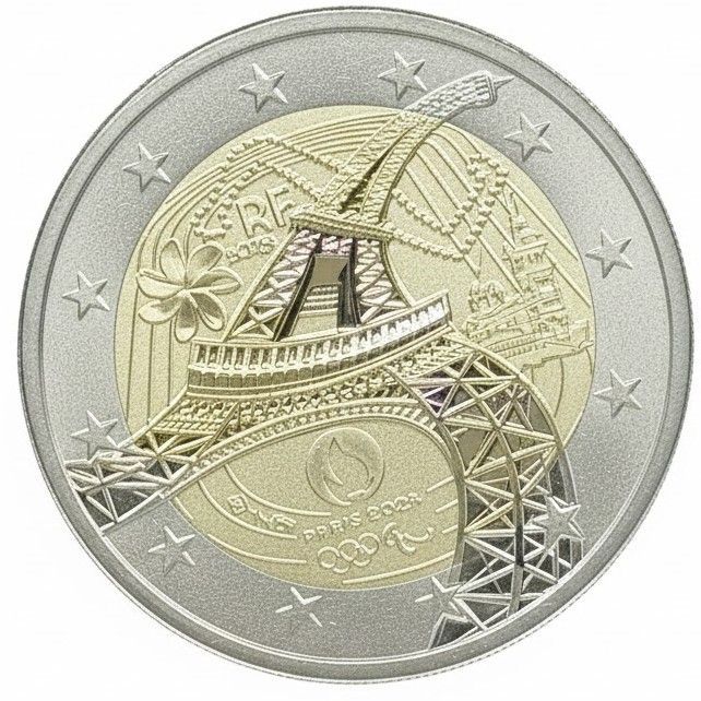 Proof Inverse 2 euro Francia 2024 - Juegos Olímpicos París 2024 Proof Inverse 2 euro Francia 2024 - Juegos Olímpicos París 2024