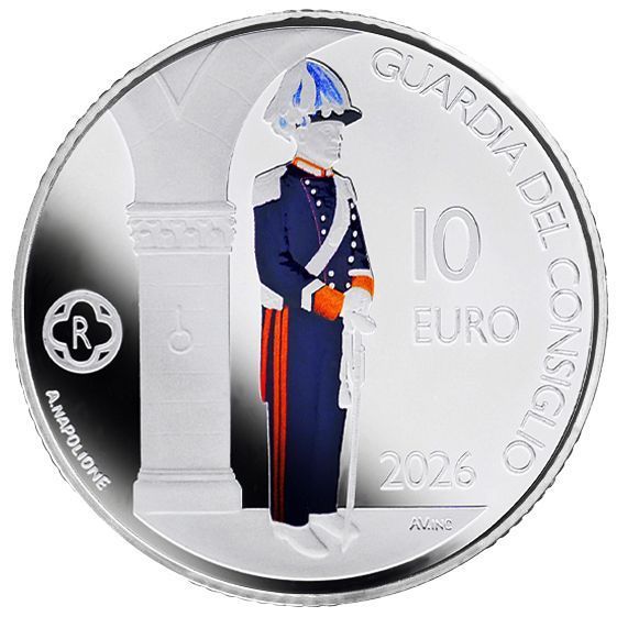 Proof 10 euro San Marino 2026 - Fuerzas militares y policiales de San Marino: Guardia del Gran y General Consejo Proof 10 euro San Marino 2026 - Fuerzas militares y policiales de San Marino: Guardia del Gran y General Consejo
