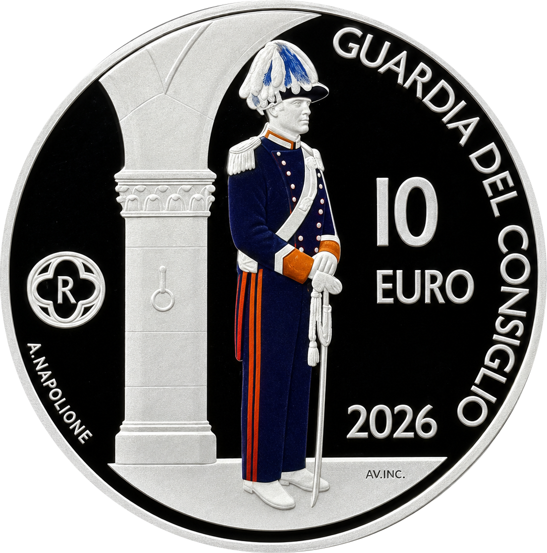 Proof 10 euro San Marino 2026 - Fuerzas militares y policiales de San Marino: Guardia del Gran y General Consejo Proof 10 euro San Marino 2026 - Fuerzas militares y policiales de San Marino: Guardia del Gran y General Consejo