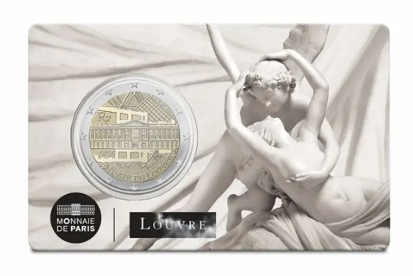 Coincard 2 euro Francia 2025 - Museo del Louvre - Cupido y Psique, medio reclinados