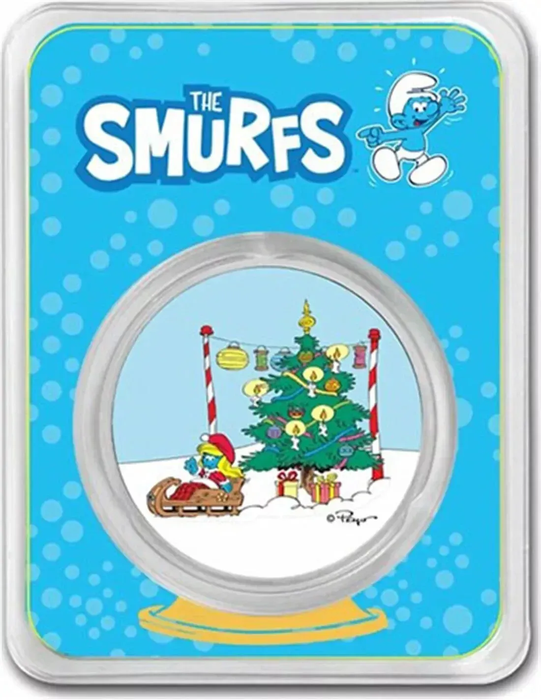 1 onza Niue 2023 - Pitufos Arbol de navidad