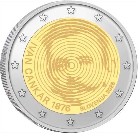 UNC 2 euro Eslovenia 2026 - 150 cumpleaños de Ivan Cankar (Proximamente)