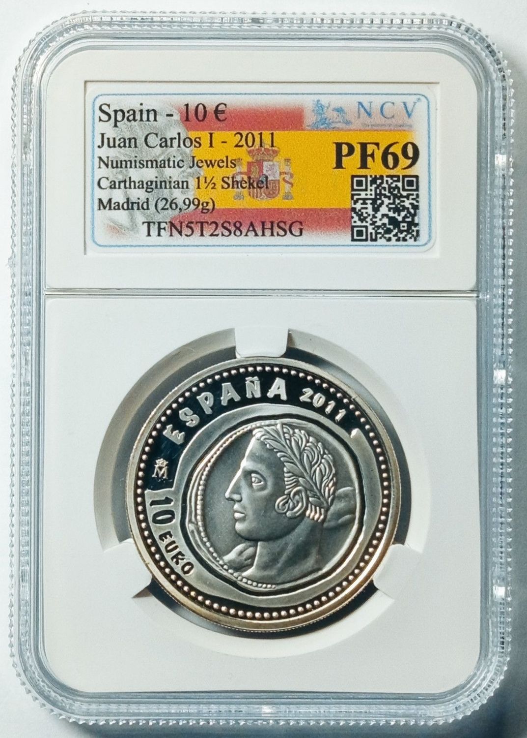 Proof 10 euro España 2011 - 1 1/2 Shekel Hispano–Cartaginés - Serie Joyas Numismáticas Proof 10 euro España 2011 - 1 1/2 Shekel Hispano–Cartaginés - Serie Joyas Numismáticas