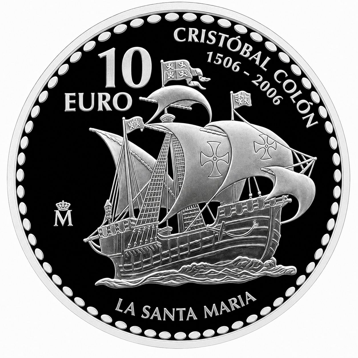 Proof 10 euro España 2006 - Cristóbal Colón: La Santa María (en capsula)
