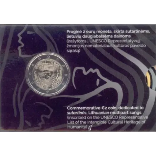 Coincard 2 euro Lituania 2019 - Sutartinės Coincard 2 euro Lituania 2019 - Sutartinės