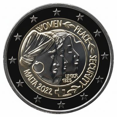 BU 2 euro Malta 2022 - Resolución 1325 de la ONU BU 2 euro Malta 2022 - Resolución 1325 de la ONU