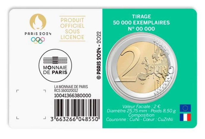 Coincard 2 euro Francia 2022 - JJOO