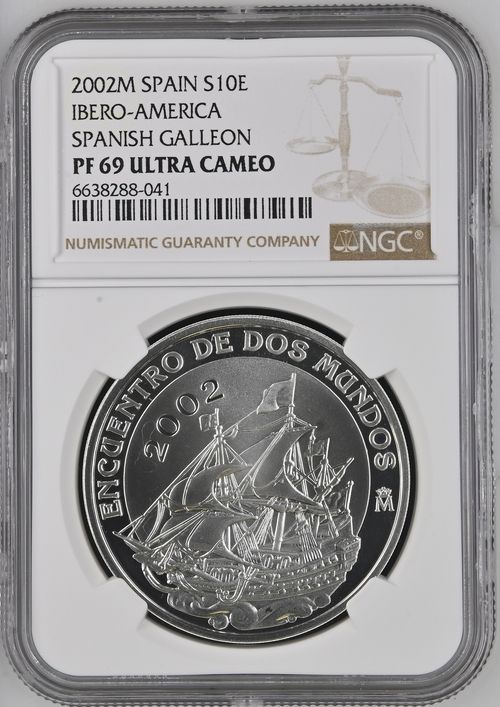 Proof 10 euro España 2002 - Encuentro entre dos mundos: Galeón Español
