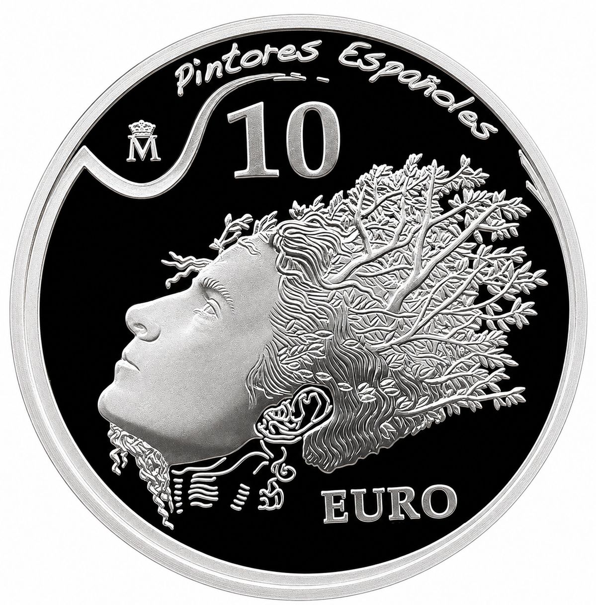 Proof 10 euro España 2009 - Comienzo automatico de un retrato de Gala Proof 10 euro España 2009 - Comienzo automatico de un retrato de Gala