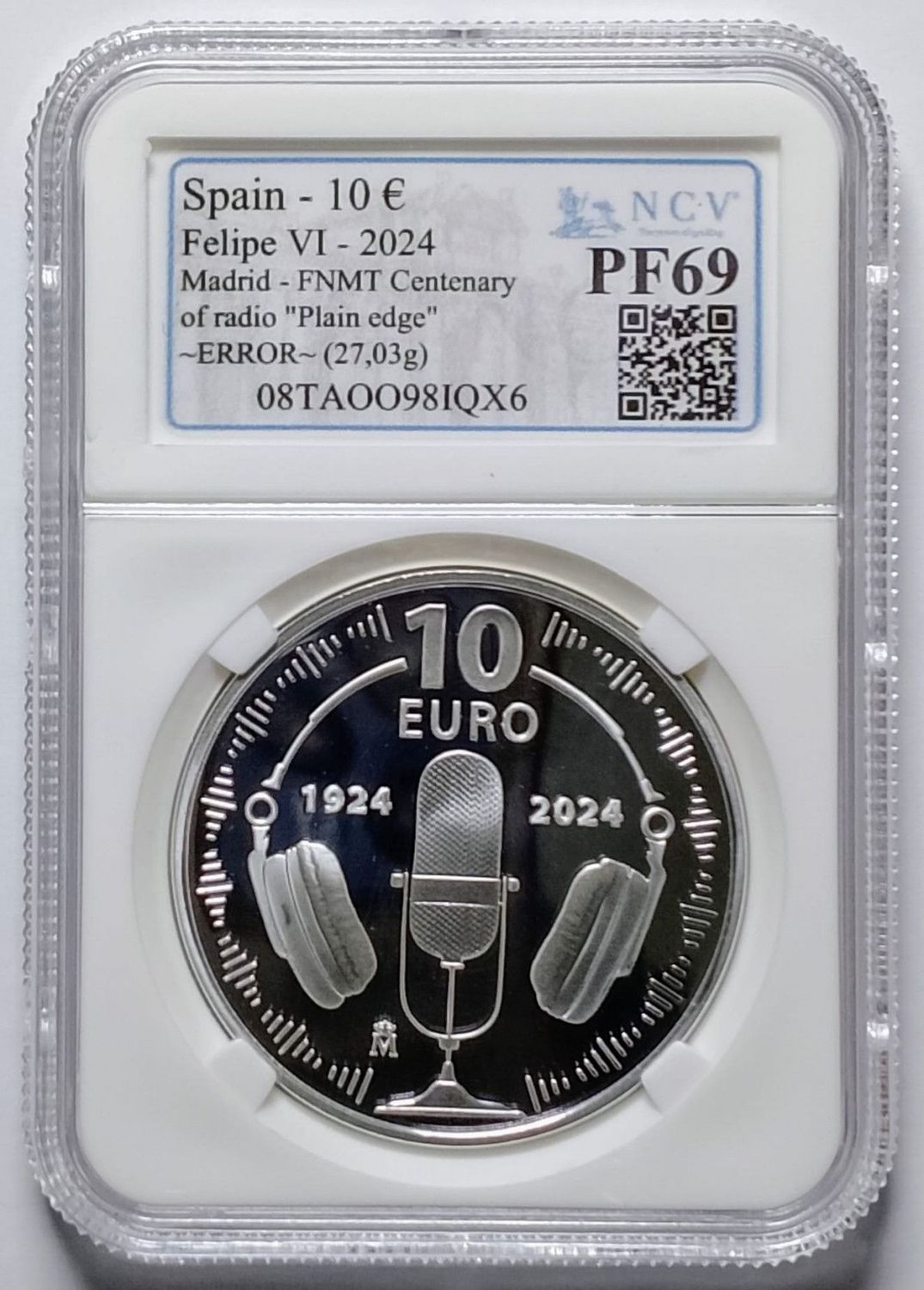 Proof 10 euro España 2024 - Centenario de la Radio (Canto Liso)