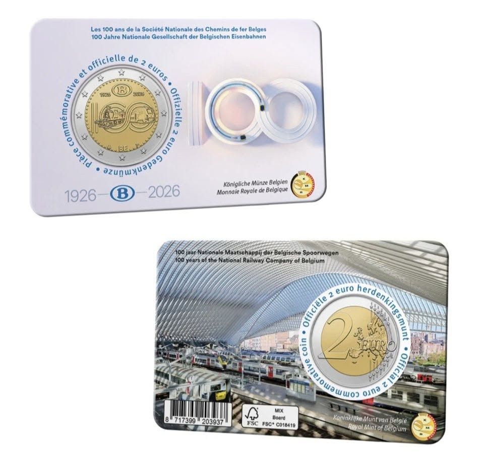 Coincard 2 euro Belgica 2026 - 100 años del NMBS Coincard 2 euro Belgica 2026 - 100 años del NMBS