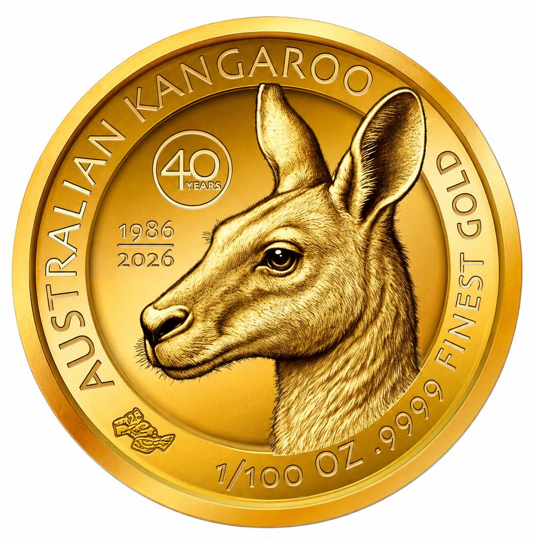 1/100 oz Oro Gambia 2026 - 40 años del Canguro Australiano 1/100 oz Oro Gambia 2026 - 40 años del Canguro Australiano
