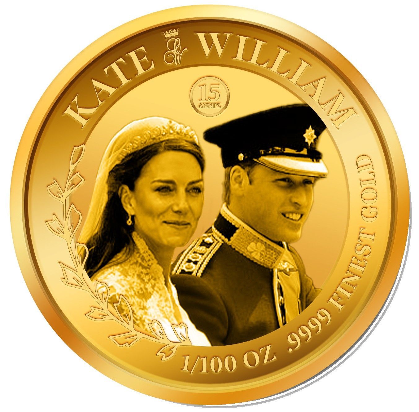 1/100 oz Oro Gambia 2026 - Aniversario de bodas de cristal de William y Kate 1/100 oz Oro Gambia 2026 - Aniversario de bodas de cristal de William y Kate