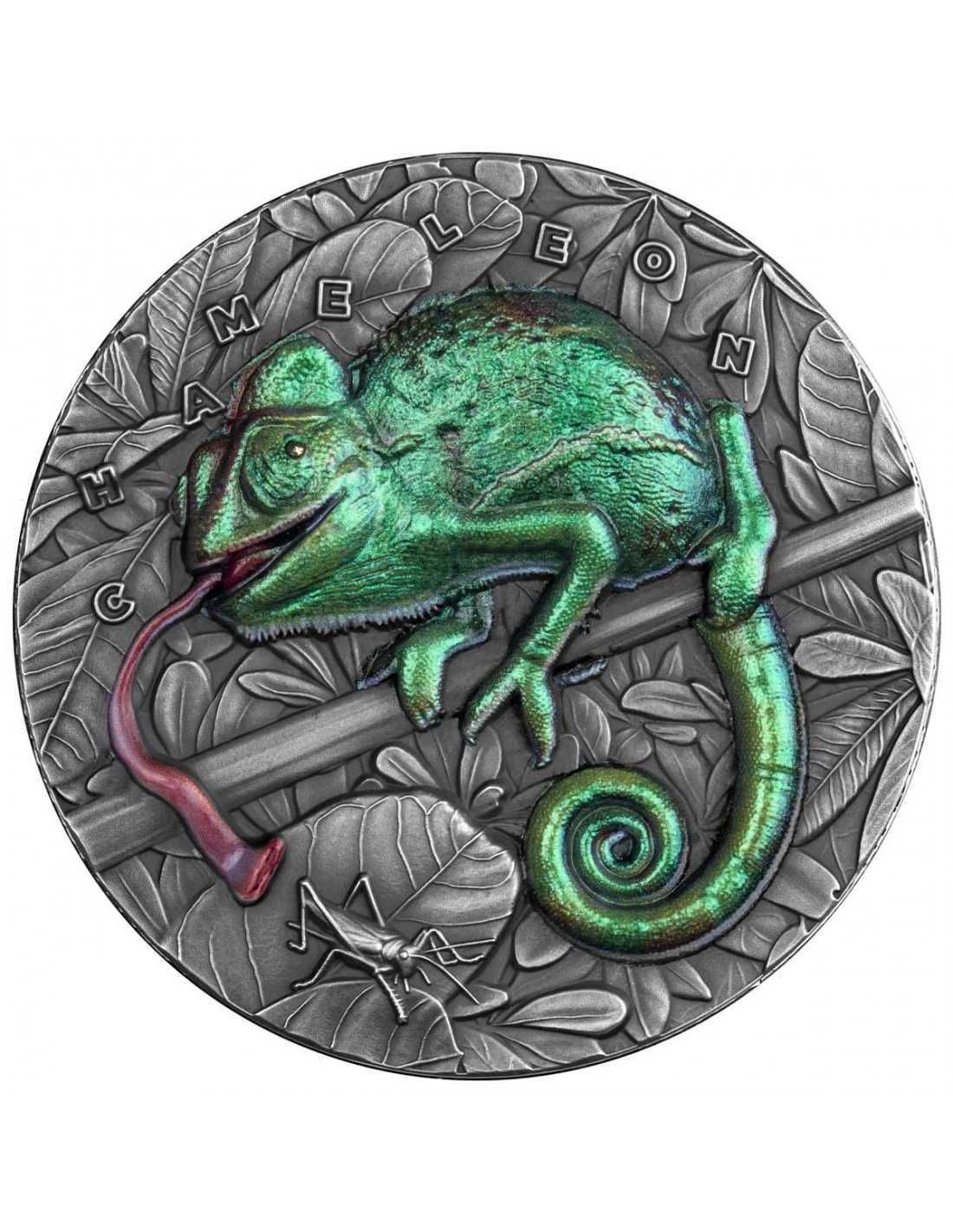 3 onzas Niue 2021 - Camaleón