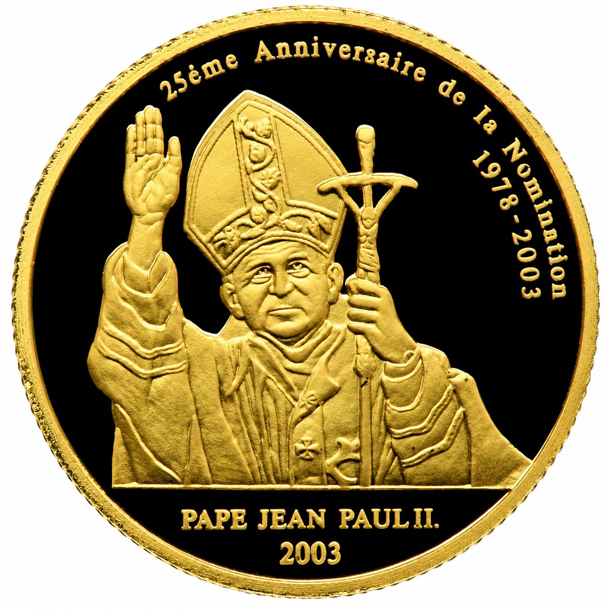 1/25 oz Oro Congo 2003 - Papa Juan Pablo II 1/25 oz Oro Congo 2003 - Papa Juan Pablo II