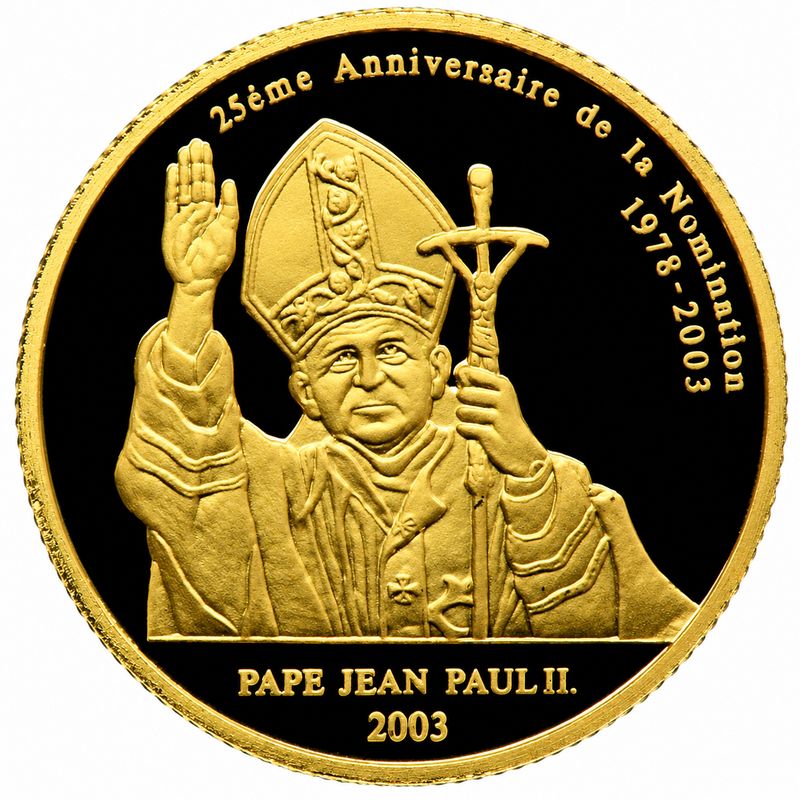 1/25 oz Oro Congo 2003 - Papa Juan Pablo II