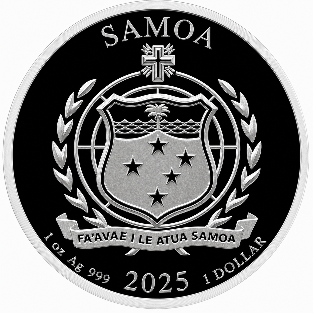 Reverso moneda de plata 1 onza Samoa 2025 Aguila Dorada