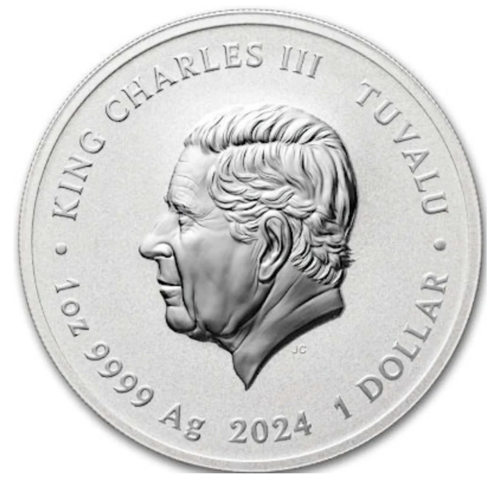 Reverso moneda de plata 1 onza Tuvalu 2024 Barcos piratas