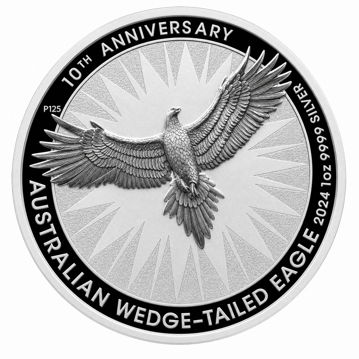 Reverso moneda de plata 1 onza Australia 2024 Aguila de cola de cuña